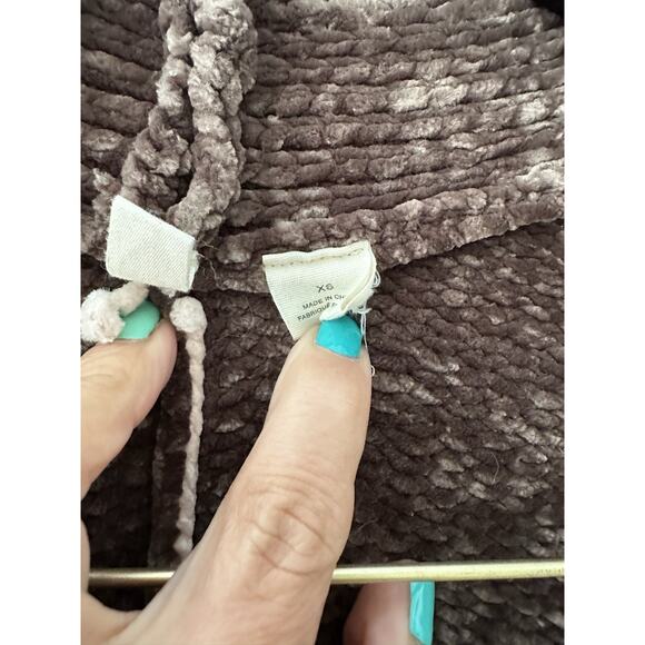 Anthropologie Moth Chenille Cardigan Women’s XS Green Open Front Cozy Pockets - Picture 6 of 16